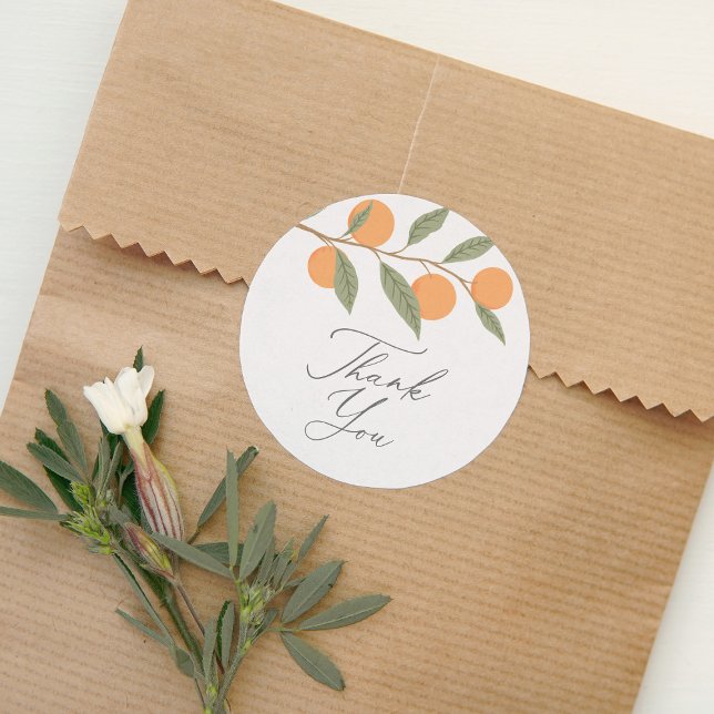 Little Cutie Orange Citrus Thank You Runder Aufkleber (Von Creator hochgeladen)