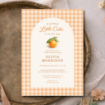 Little Cutie Orange Gingham Baby Shower