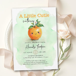 Little Cutie Orange Minze Floral Baby Shower Einladung