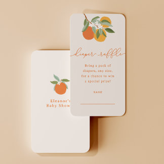 Little Cutie Oranges Windel-Raffle-Ticket Begleitkarte