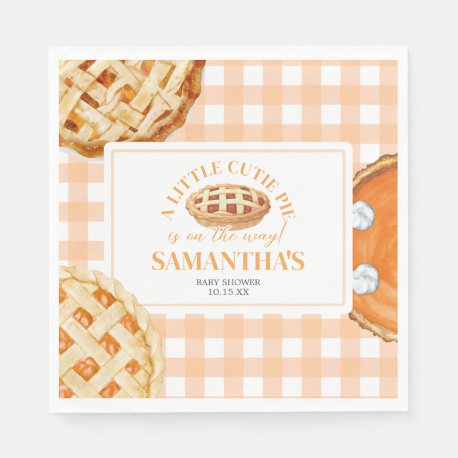 Little Cutie Pie Gingham Baby Shower Serviette (Vorderseite)