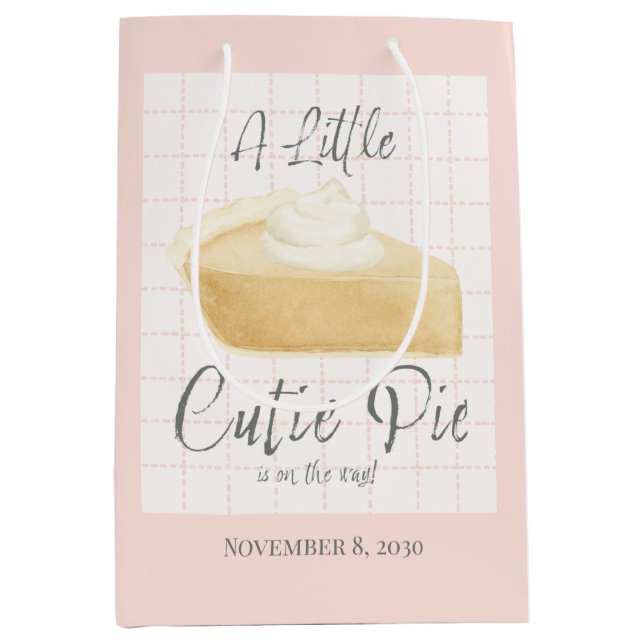 Little Cutie Pie Girl Baby Shower Gift Bag  Mittlere Geschenktüte (Vorderseite)