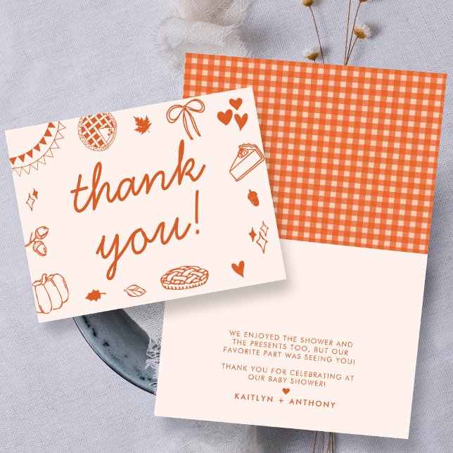 Little Cutie Pie On The Way! Fall Baby Shower Dankeskarte (Von Creator hochgeladen)