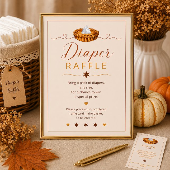 Little Cutie Pie Windel-Raffel-Party-Schild Poster (Cozy fall diaper raffle setup)