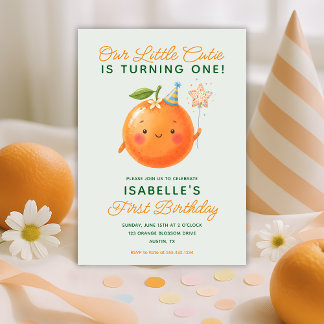Little Cutie Turning One 1st Birthday Invitation Einladung