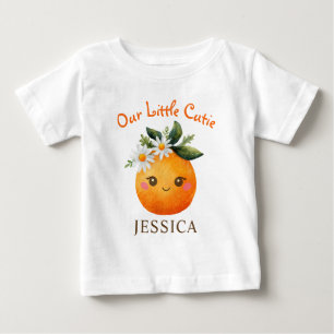 Little Cutie Watercolor Orange Frucht Baby Name T-shirt