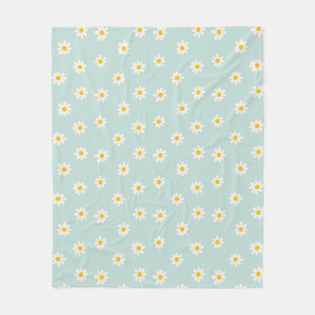 Little Daisies - soft teal Fleecedecke (Vorderseite)