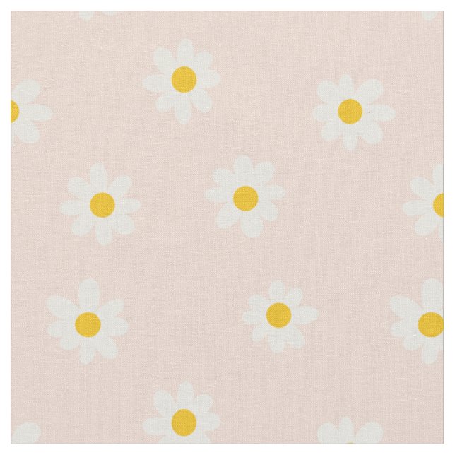 Little Daisies - weiche Aprikose Stoff (Nahaufnahme)