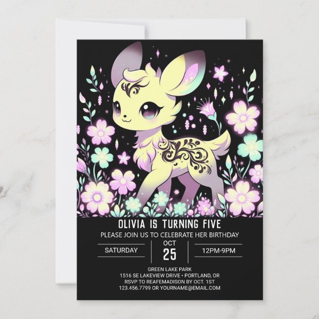 Little Deer Digital Geburtstag Einladung (Vorderseite)