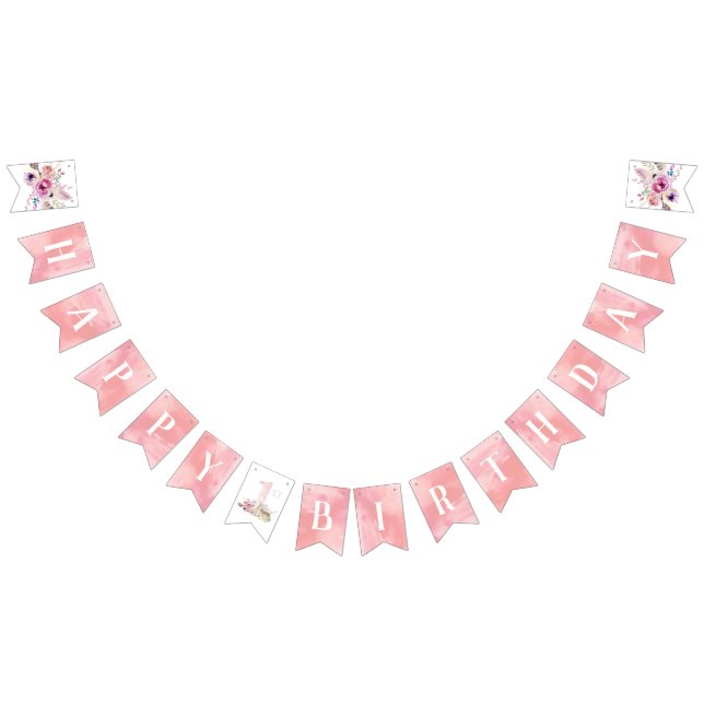 Little Deer Happy First Birthday Wimpelkette (Alle)