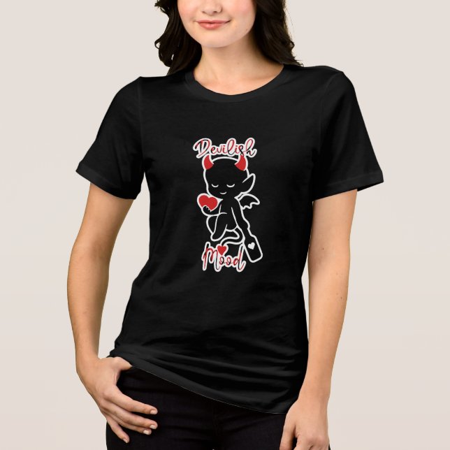 Little Devil Baddie mit Paddle "Devilish Mood" Tri-Blend Shirt (Vorderseite)