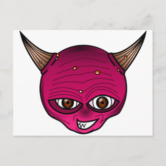 Little Devil Cartoon Head Face Horns Graphic Ympe Postkarte