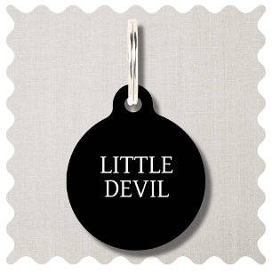 Little Devil Funny Black Dog Round Pet Tag Haustiermarke