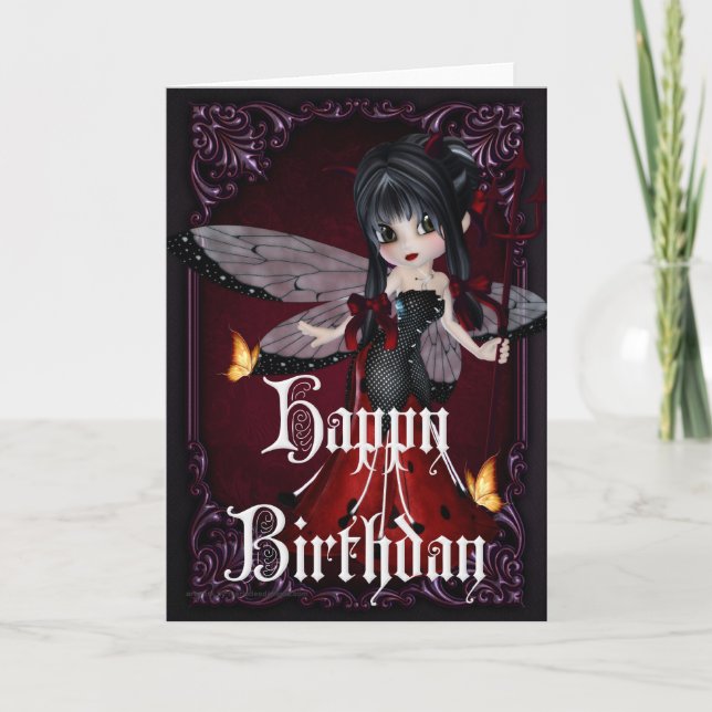 Little Devil Ladybug Design 1b Happy Birthday Card Karte (Vorderseite)