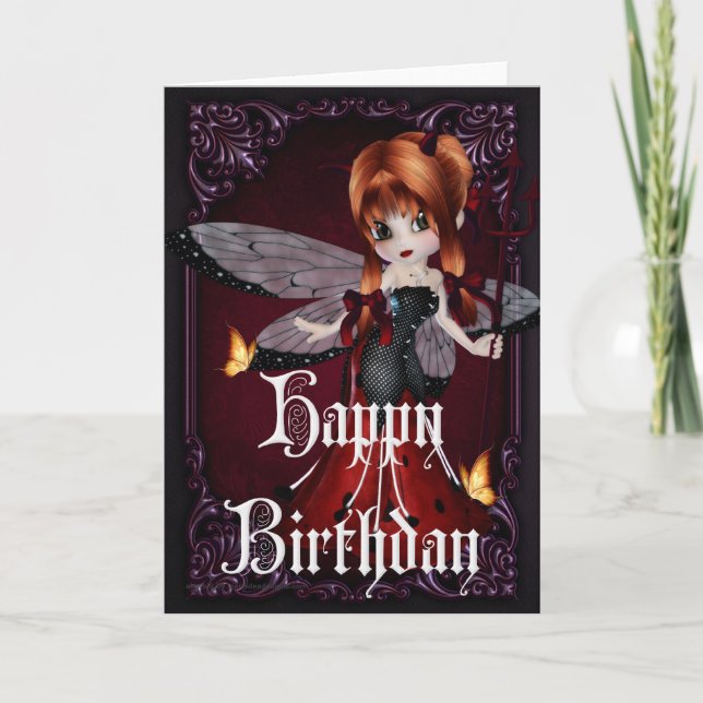 Little Devil Ladybug Design 3b Happy Birthday Card Karte (Vorderseite)