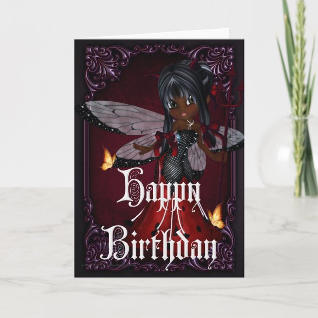 Little Devil Ladybug Design 4b Happy Birthday Card Karte (Vorderseite)