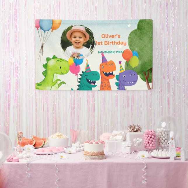 Little Dino 1st Birthday Banner (Party)