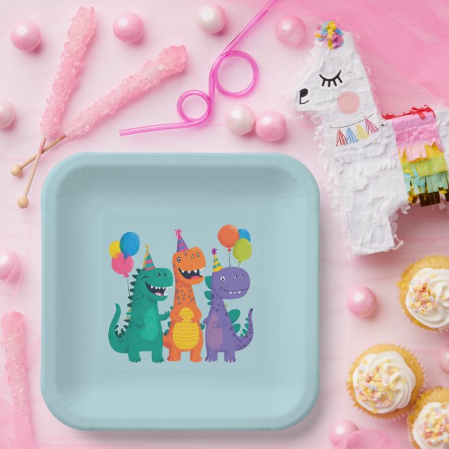 Little Dino 1st Birthday Paper Plate Pappteller (Party)