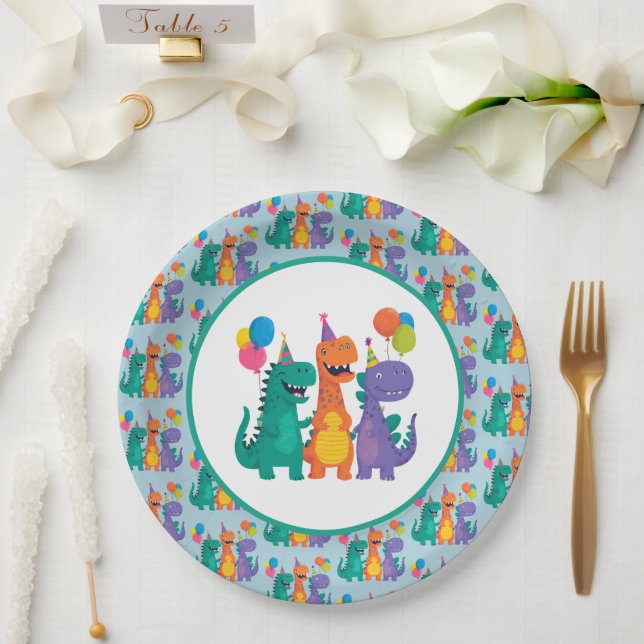 Little Dino 1st Birthday Paper Plate Pappteller (Hochzeit)