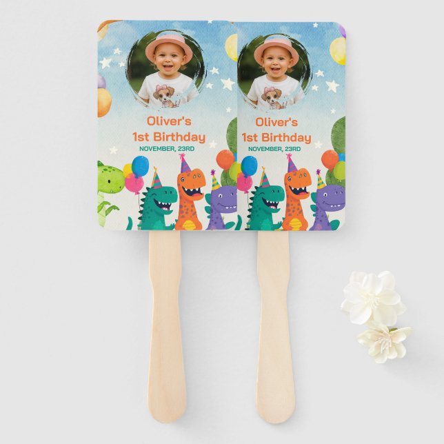 Little Dino 1st Birthday Set of Fans Fächer (Vorne und Hinten)