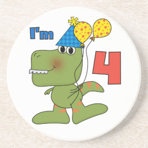 Little Dino 4. Geburtstag Tshirts und Geschenke Untersetzer