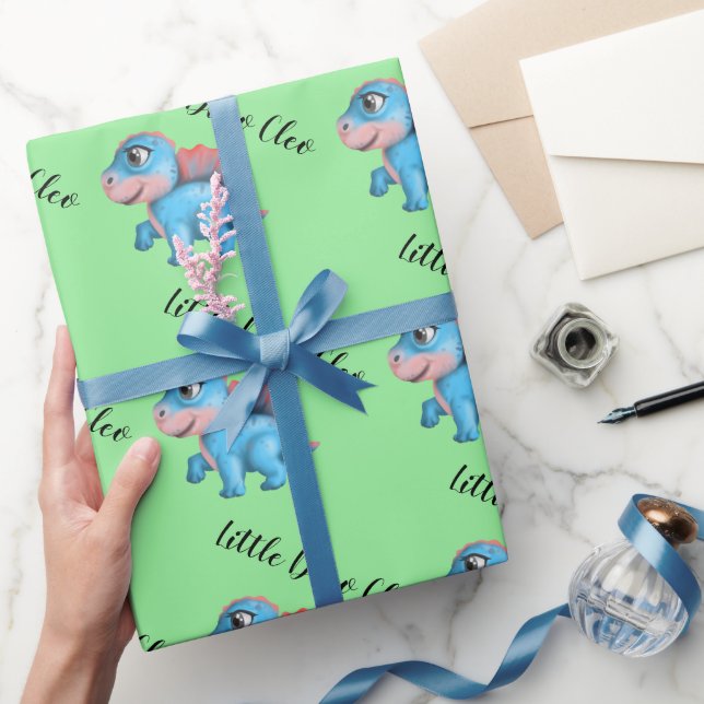 Little Dino auf dem Way Baby Shower Wrapping Paper Geschenkpapier (Schenken)