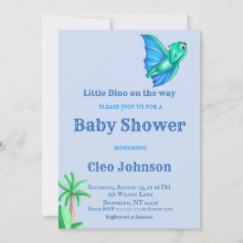 Little Dino auf der Way Blue Boy Baby Dusche Einladung