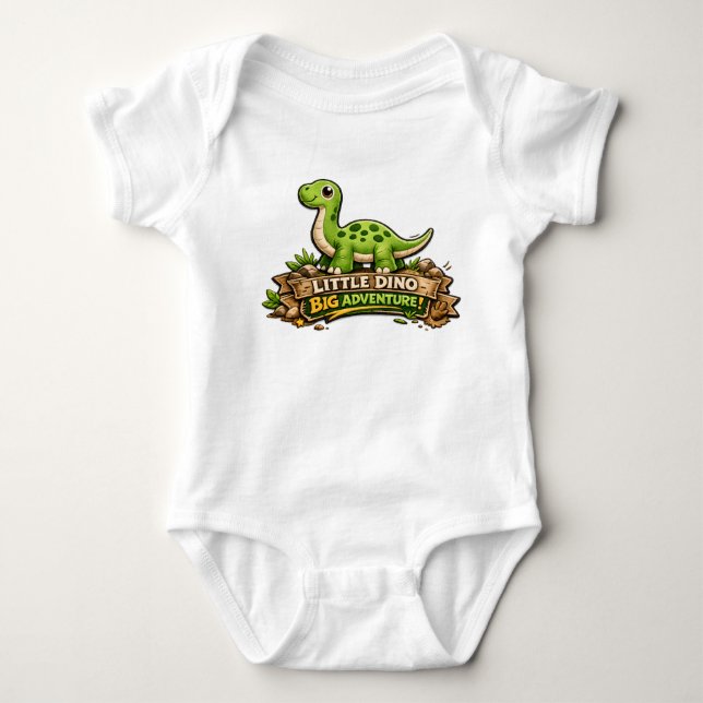 🦕✨ “Little Dino, Big Adventure!”👶💚 Baby Strampler (Vorderseite)