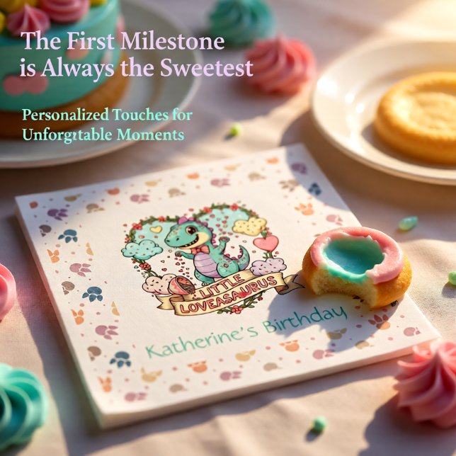 Little Dino Birthday Personalized Serviette (Von Creator hochgeladen)