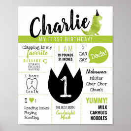 Little Dino Dinosaur Theme Stomp und Chomp Green Poster