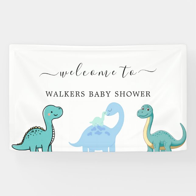 Little Dinosaur Cute Baby Shower Banner (Horizontal)
