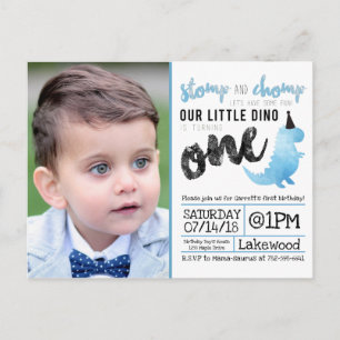 Little Dinosaur Geburtstag Thema Blue Dinosaur Din Postkarte