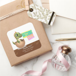 Little Dinosaur Hatching Soon Quadratischer Aufkleber