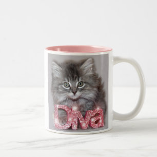 Little Diva Kitty - "Halten Sie Ihren Schwanz hoch Zweifarbige Tasse