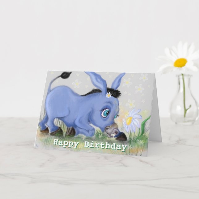 Little Donkey und Daisy Birthday Card Karte (Kleine Pflanze)