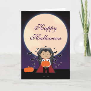 Little Dracula Vampire Kids Halloween Faltkarte Karte