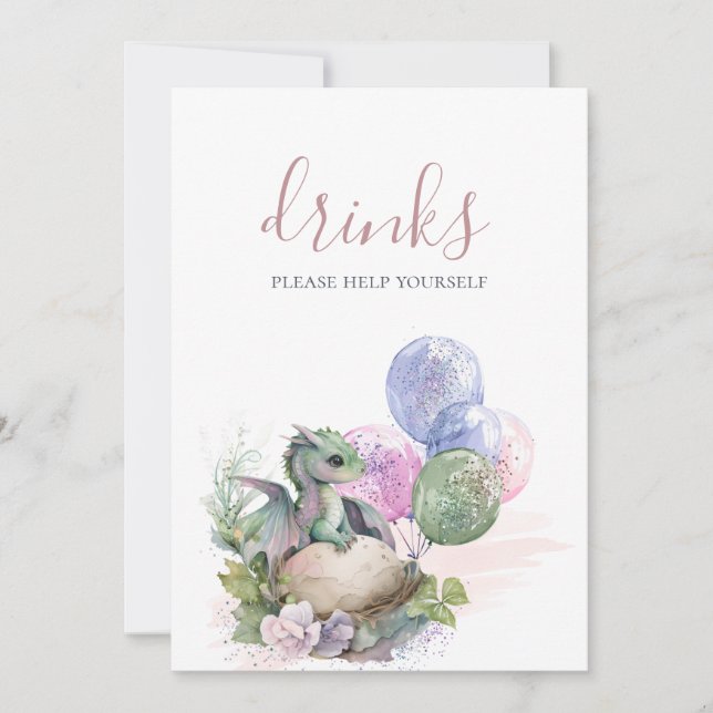 Little Dragon Baby Duwer Drinks signieren Einladung (Vorderseite)