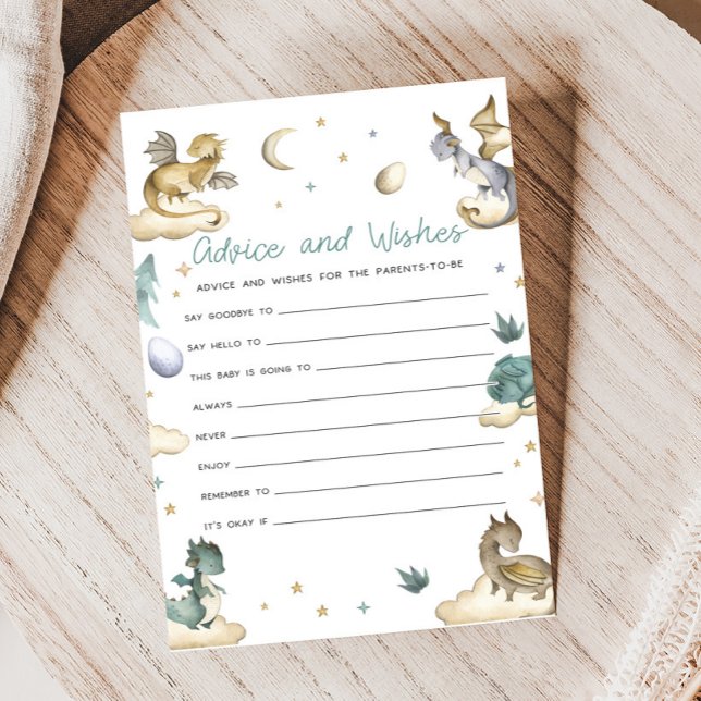 Little Dragon Baby Shower Advice and Wishes Game (Dragon Baby Shower Game)