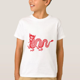 Little Dragon Delight: Chinesisches Design des Rot T-Shirt