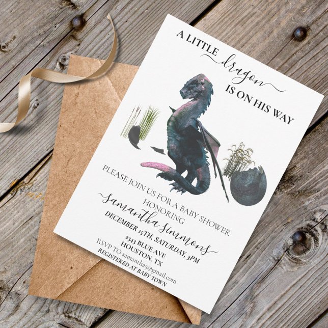 Little Dragon hatched Egg Baby Shooting Fantasy Einladung (Von Creator hochgeladen)