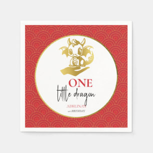 Little Dragon Niedlich Red Gold Baby 1. Geburtstag Serviette