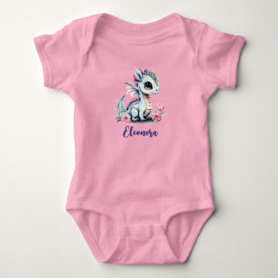 Little Dragon pink editierbar niedliche Wasserfarb Baby Strampler
