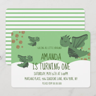 Little Dragons Glitzer und Wolken Geburtstagsparty Einladung