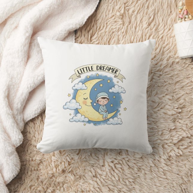 Little Dreamer Sleeping on Moon - Throw pillow Kissen (Decke)