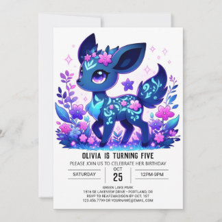 Little Dreamy Deer Digital Geburtstag Einladung