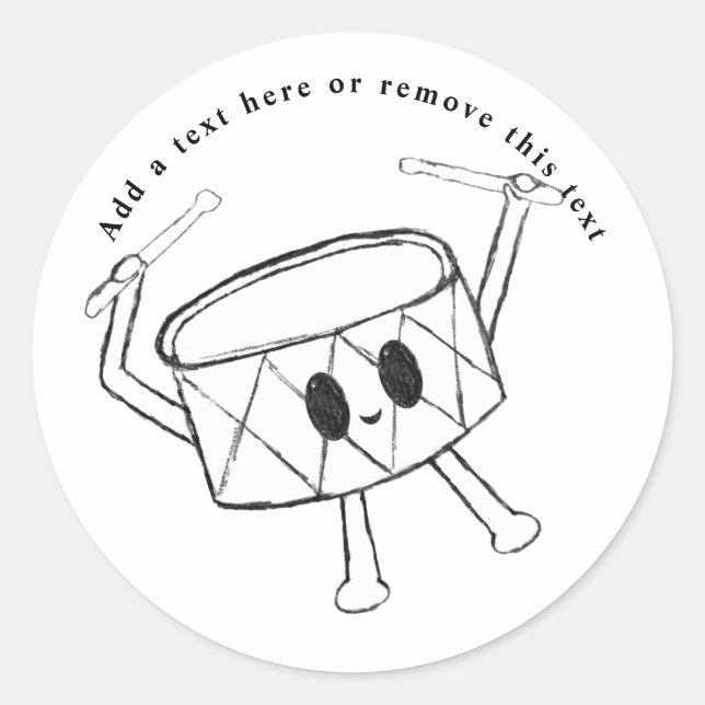 Little Drummer Boy Drum Sketch Runder Aufkleber (Vorderseite)