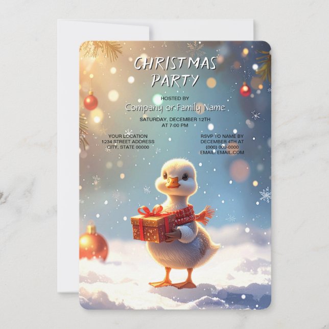 Little Duck Christmas Holiday Party Invitation Einladung (Vorderseite)