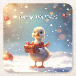 Little Duck Holiday Paper Coaster Rechteckiger Pappuntersetzer