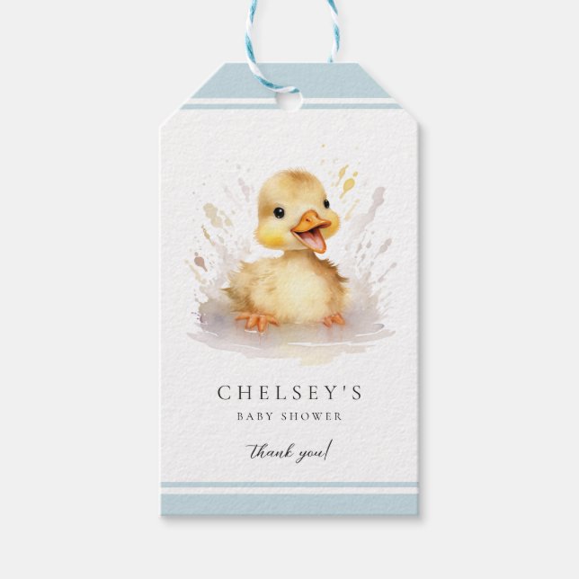 Little Duckling Baby Shower Blue Gift Tag Geschenkanhänger (Vorderseite)