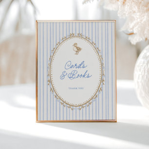 Little Duckling Cottage Blaue Karten und Bücher Poster